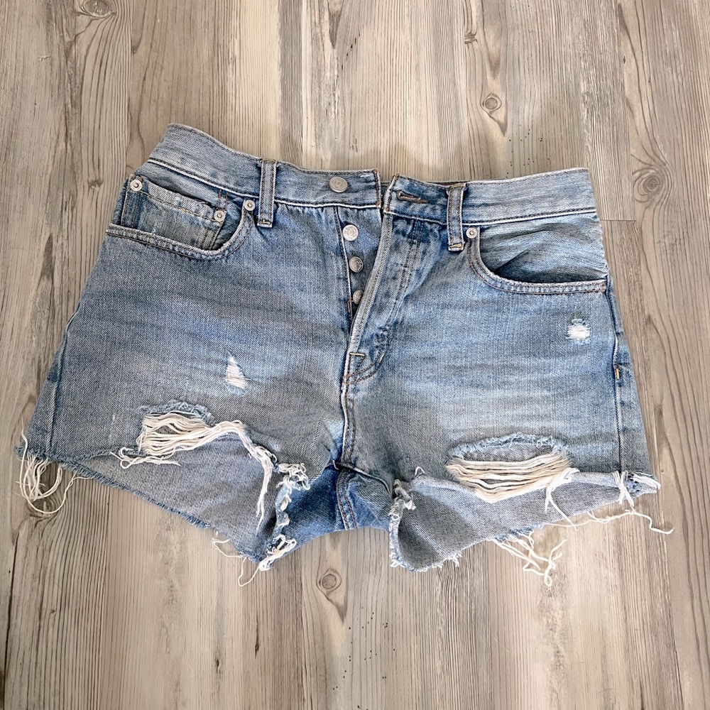 Free People Distressed Denim Shorts